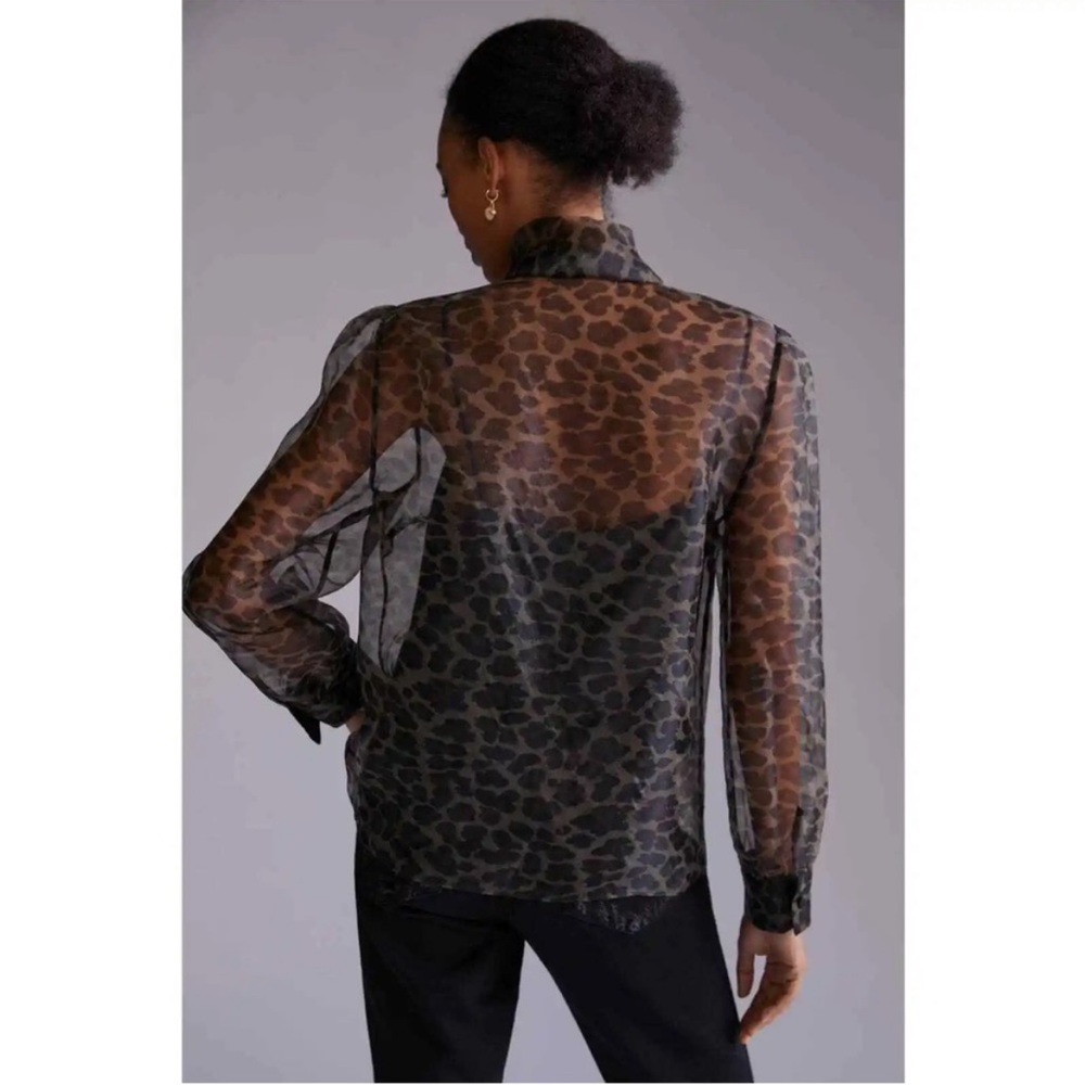 Mare x Anthropologie cheetah top with tie - size medium